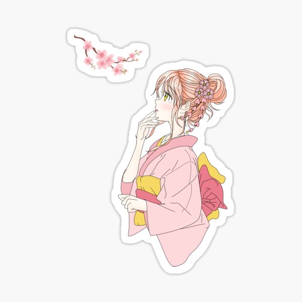 Item preview, Sakura Girl fallen in love with sakura (Japanese cherry blossoms) designed and sold by Sabrina Sayin.