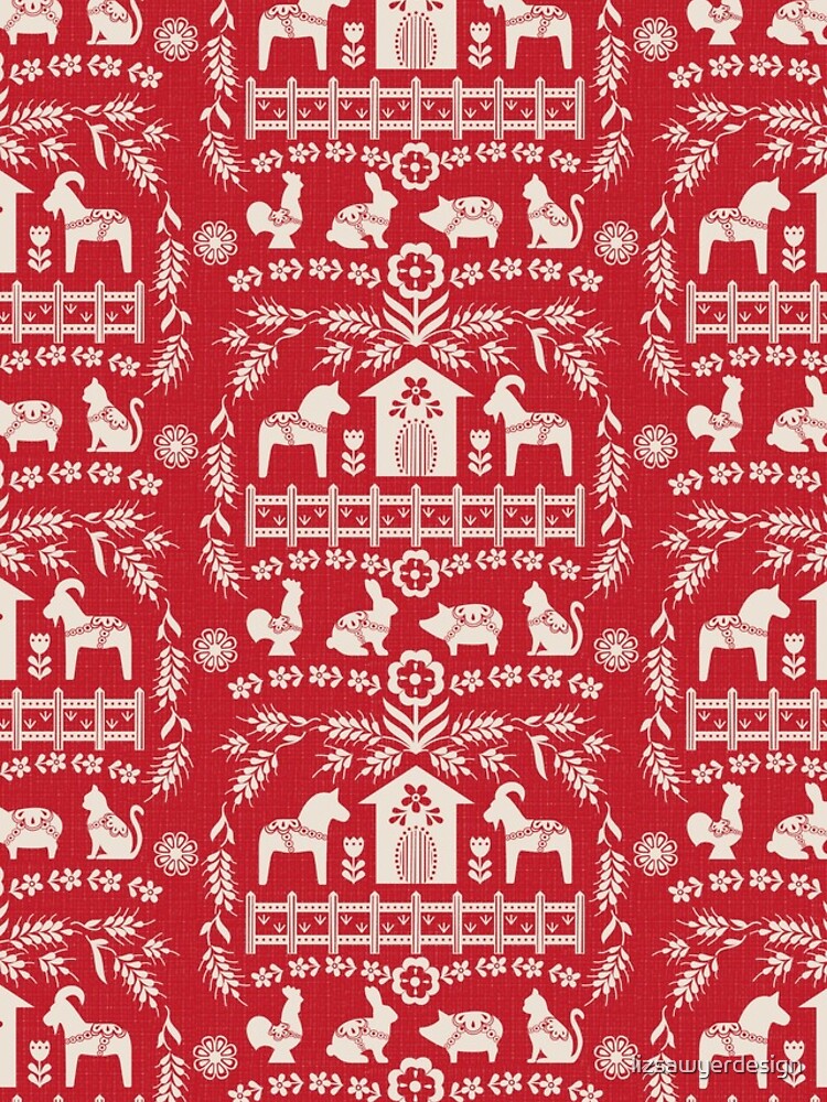 Dala Farm in Red by lizsawyerdesign