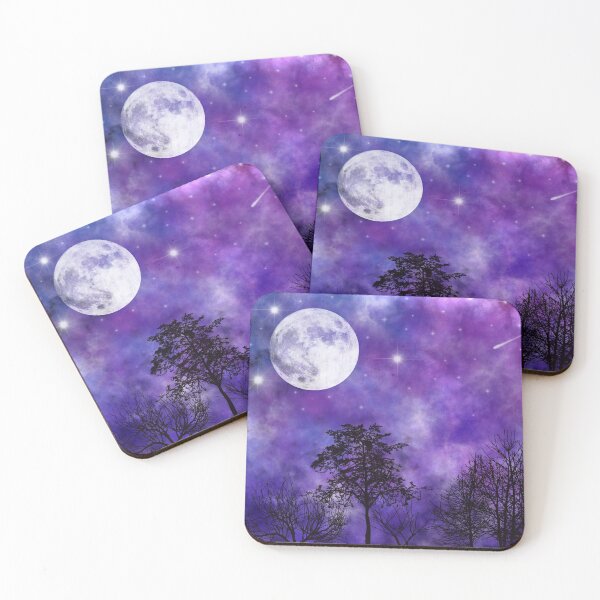 Item preview, Universe Fullmoon purple night sky designed and sold by LindicaArt.
