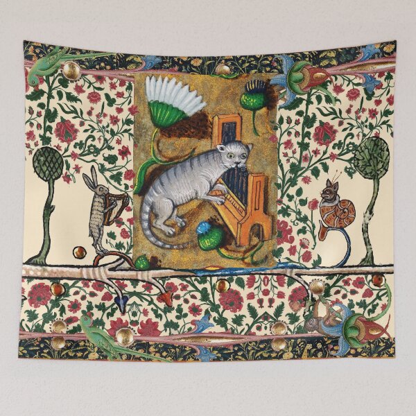 Item preview, WEIRD MEDIEVAL BESTIARY MAKING MUSIC,Cat Playing Organ,Harpist Rabbit,Snail Cat designed and sold by BulganLumini.