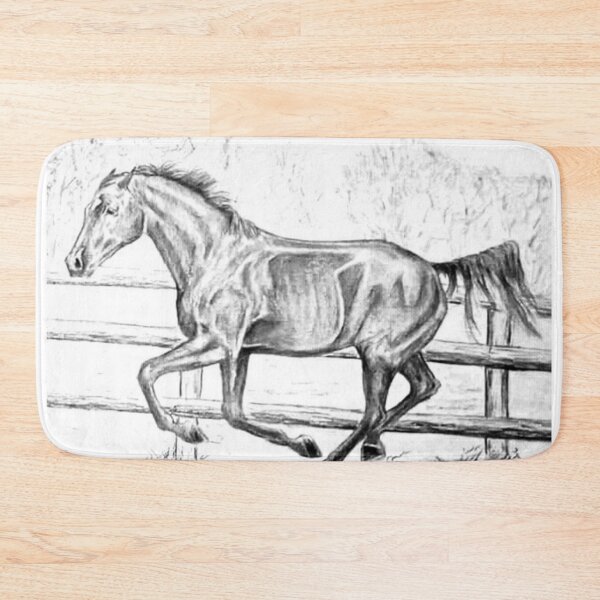 Item preview, Thoroughbred horse galloping graphite drawing designed and sold by horseaddicted.