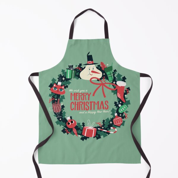 Artikelvorschau, Retro Frohe Weihnachten Schneemann Katze Strumpf Kranz entworfen und verkauft von sableandshadow.