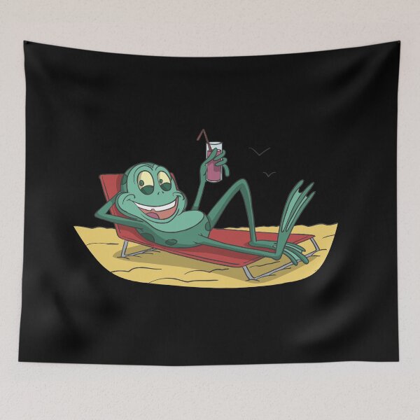 Item preview, Funny frog lying on the beach with cocktail designed and sold by Monkey Ful.