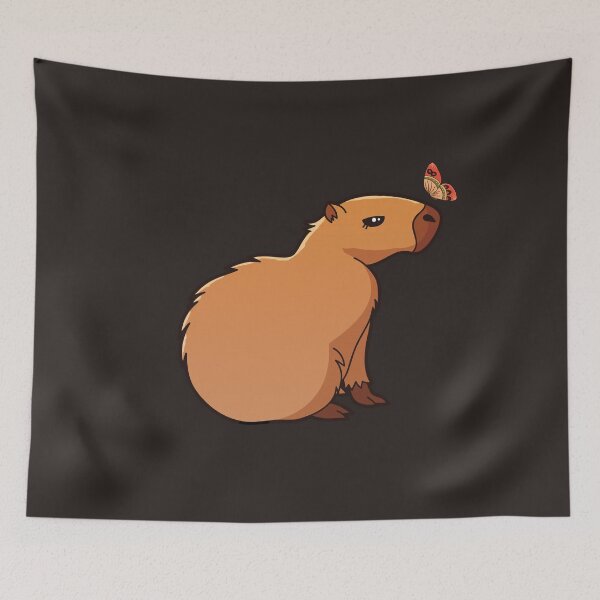 Item preview, Cute Capybara With Butterfly Art designed and sold by MrEddie10.