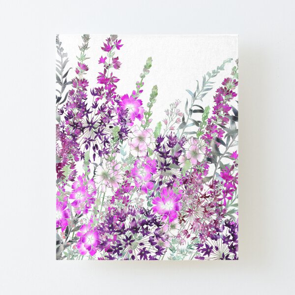 Pink Flower Garden - Sidalcea, Alliums & Purple Loosestrife Canvas Mounted Print