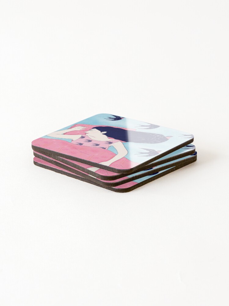 Thumbnail 4 of 5, Coasters (Set of 4), let's fly with swallows! designed and sold by Roshi-R.