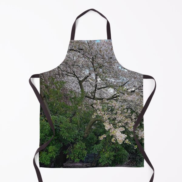 Item preview, Blossoming Cherry Tree Arching Over Stairs designed and sold by The Mysterious Domain Alyne Whiteswan Fine Art Prints and Merch.