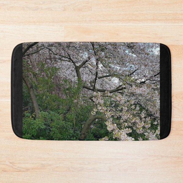 Item preview, Blossoming Cherry Tree Arching Over Stairs designed and sold by The Mysterious Domain Alyne Whiteswan Fine Art Prints and Merch.