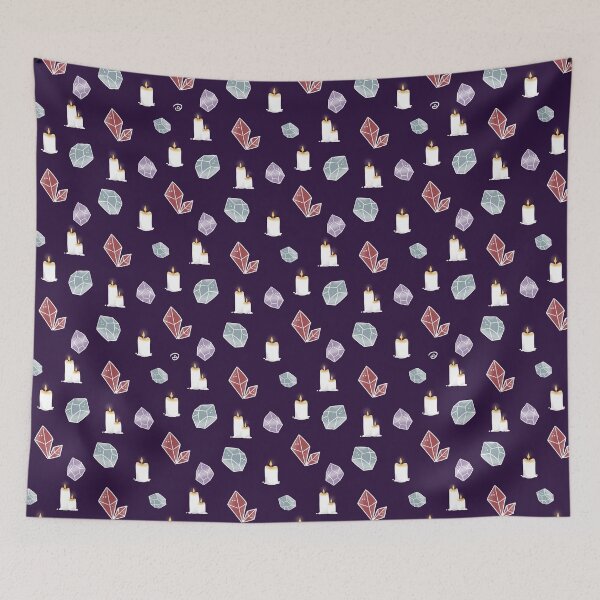 Item preview, Candles & Gemstones, Crystal Witch Glowing Pattern, Purple Spell Print designed and sold by RelDesigns20.