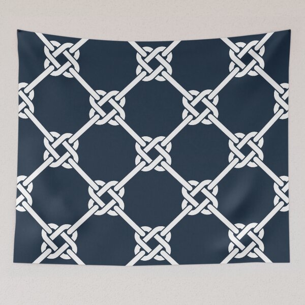 Item preview, Navy Blue Celtic Knot Pattern - Lattice interlocking simple square knot  designed and sold by ImageNugget.