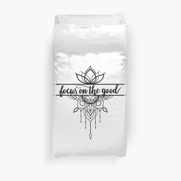 focus on the good lettering ornament lotus flower Duvet Cover