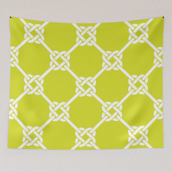 Item preview, chartreuse Celtic Knot Pattern - Lattice interlocking simple square knot  designed and sold by ImageNugget.