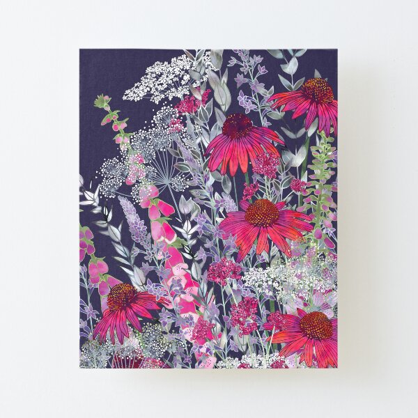 Pink Flower Garden - Echinacea Flowers, Foxgloves & Ammi Canvas Mounted Print