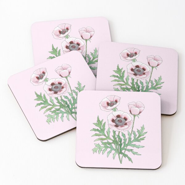 Item preview, Pink Poppy Inked Watercolor Painting designed and sold by Danica Templeton.