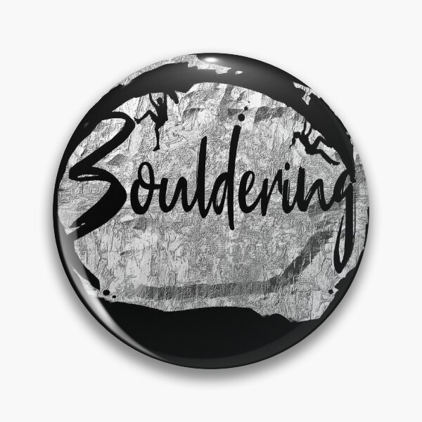 Item preview, Bouldering lettering with climbing in front of a silver gray rock wall - bouldering gift designed and sold by MadandMean.