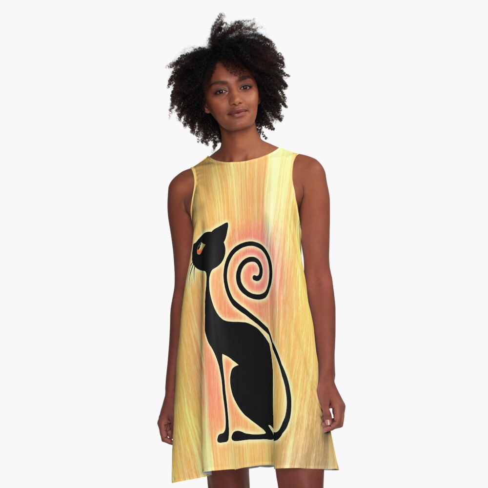 "Black Cat Vintage Style Design" ALine Dress for Sale by BluedarkArt