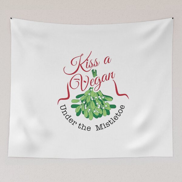 Item preview, Kiss a Vegan Under the Mistletoe Christmas Holiday Winter  designed and sold by LaDolceVegan.