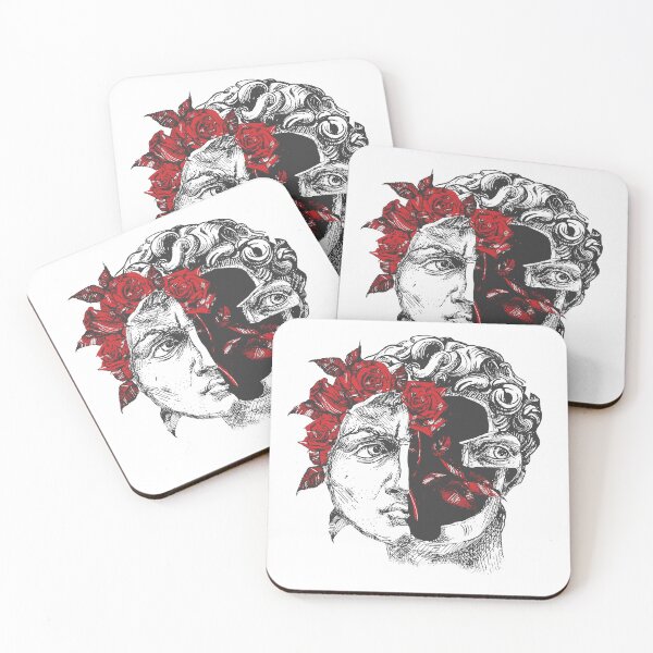 Item preview, Engraved statue David with red rose designed and sold by CatMadePattern.