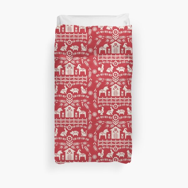 Dala Farm in Red Duvet Cover
