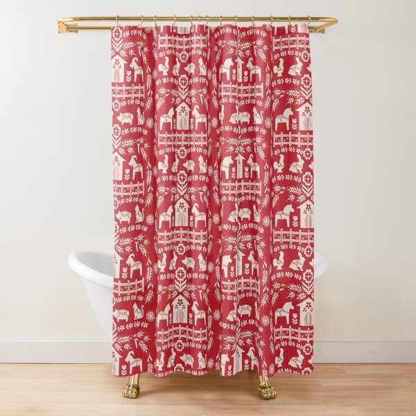 Dala Farm in Red Shower Curtain