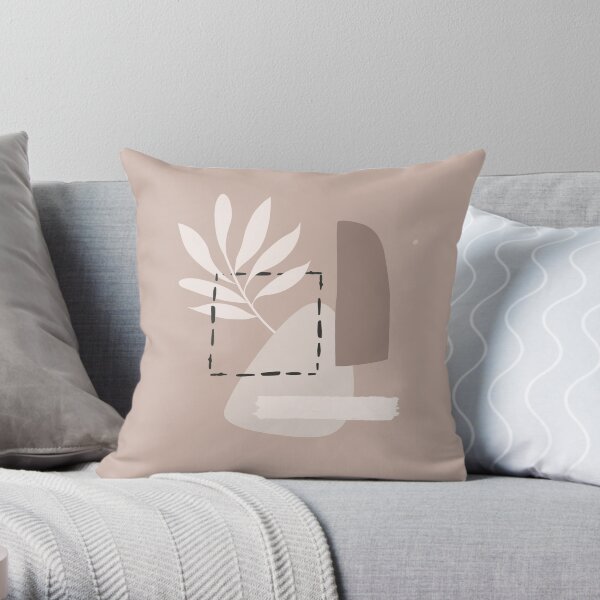 Minimal Modern Abstract Shapes leave Warm Tones Design Throw Pillow