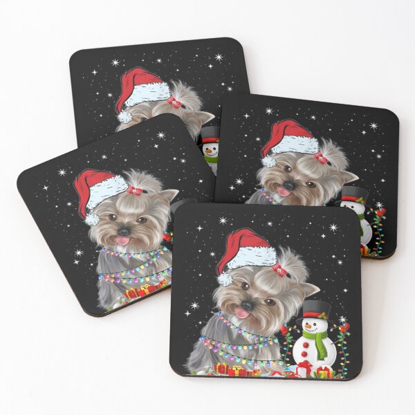 Item preview, Yorkshire Terrier Christmas Santa Hat Xmas Lights Yorkie designed and sold by BrockSly.