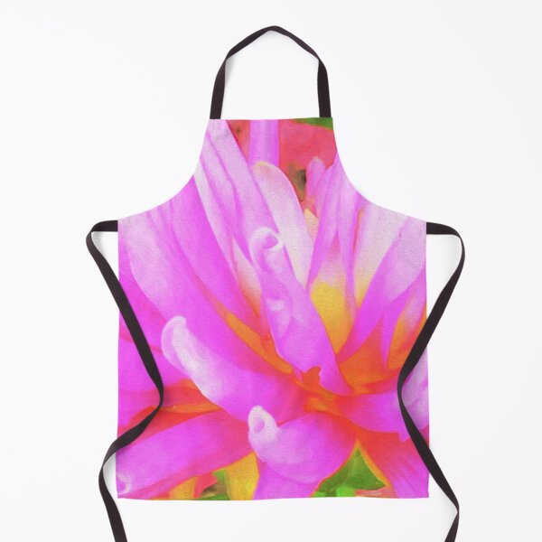 Item preview, Fiery Hot Pink and Yellow Cactus Dahlia designed and sold by myrubiogarden.