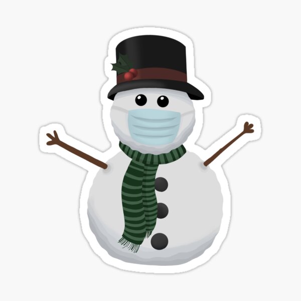 Snowman with a Mask Sticker