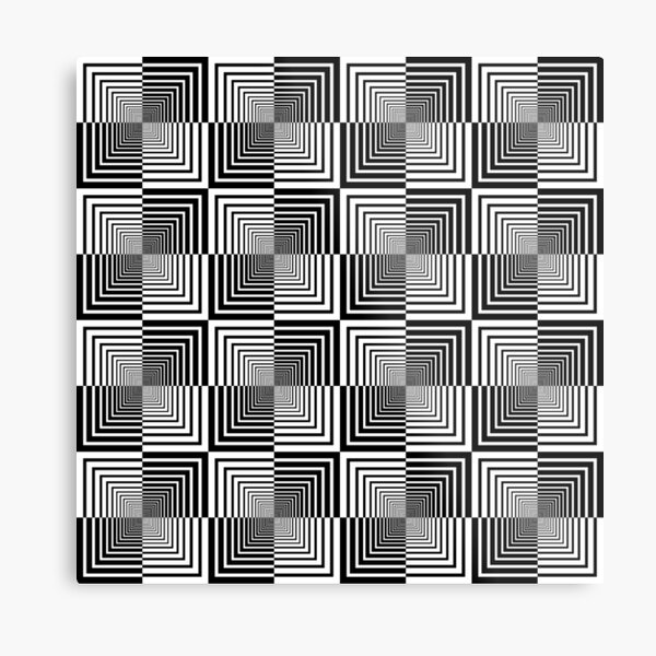 Squares, Op art, short for optical art, is a style of visual art that uses optical illusions Metal Print