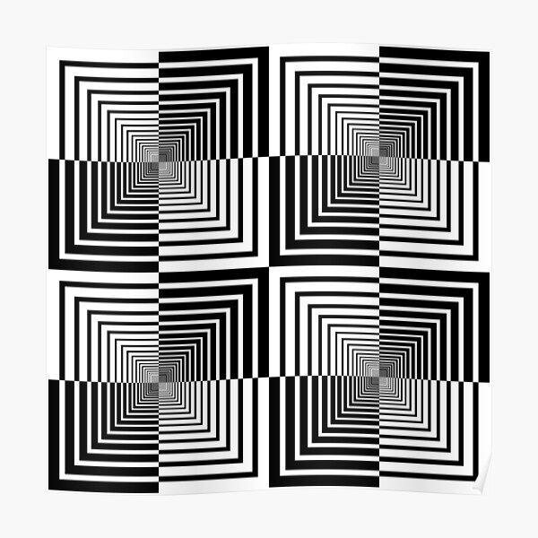 Squares, Op art, short for optical art, is a style of visual art that uses optical illusions Poster