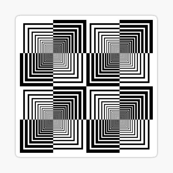 Squares, Op art, short for optical art, is a style of visual art that uses optical illusions Sticker