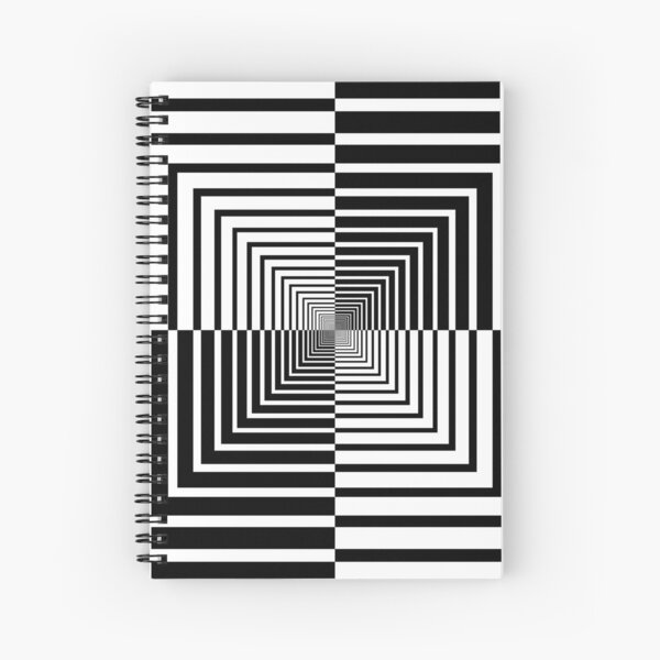 Squares, Op art, short for optical art, is a style of visual art that uses optical illusions Spiral Notebook