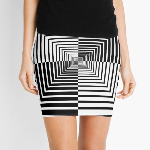 Squares, Op art, short for optical art, is a style of visual art that uses optical illusions Mini Skirt