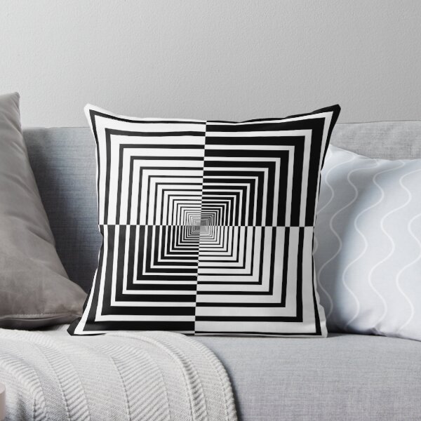 Squares, Op art, short for optical art, is a style of visual art that uses optical illusions Throw Pillow