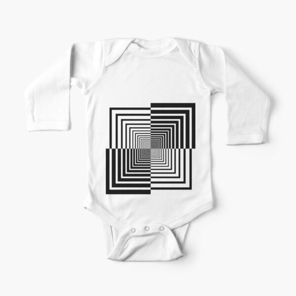 Squares, Op art, short for optical art, is a style of visual art that uses optical illusions Long Sleeve Baby One-Piece