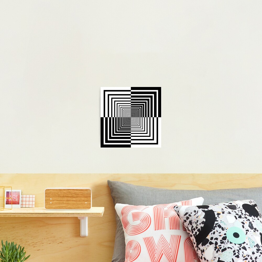 Squares, Op art, short for optical art, is a style of visual art that uses optical illusions Photographic Print