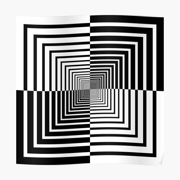 Squares, Op art, short for optical art, is a style of visual art that uses optical illusions Poster