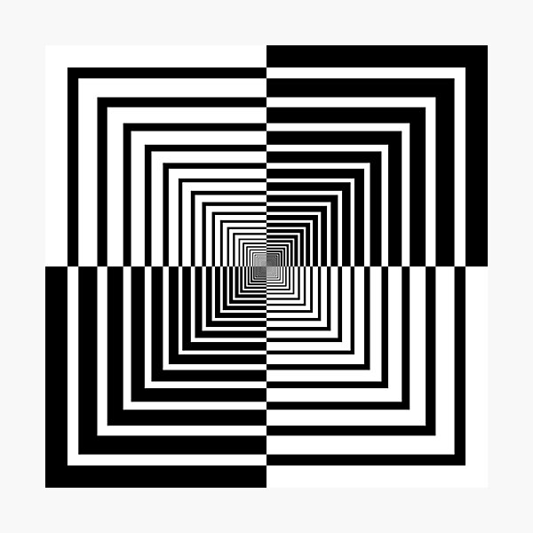 Squares, Op art, short for optical art, is a style of visual art that uses optical illusions Photographic Print