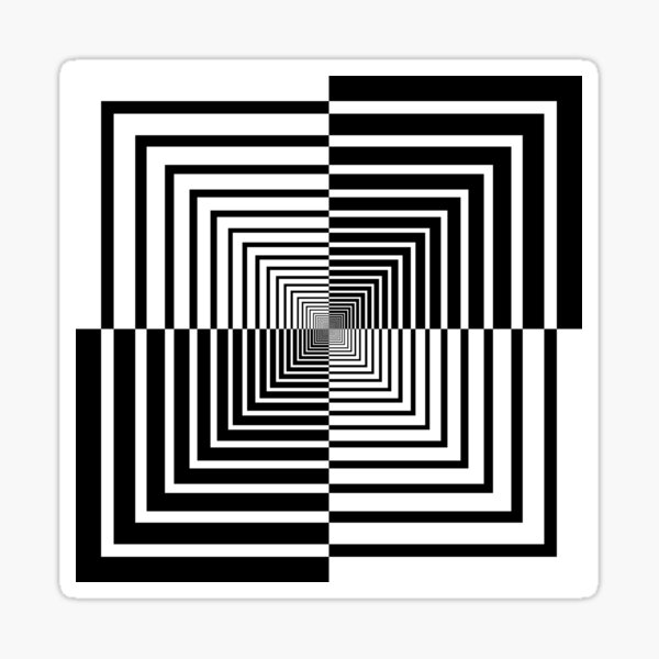 Squares, Op art, short for optical art, is a style of visual art that uses optical illusions Sticker