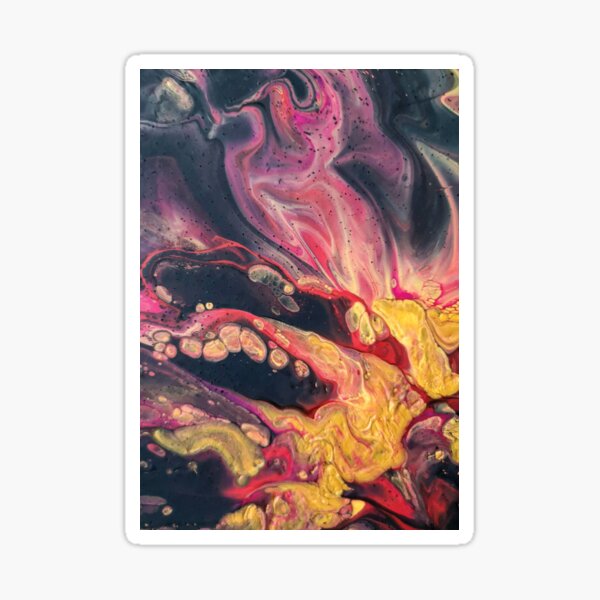 Golden Pink Octopus Tentacles - Acrylic Pour Cells Portrait Sticker