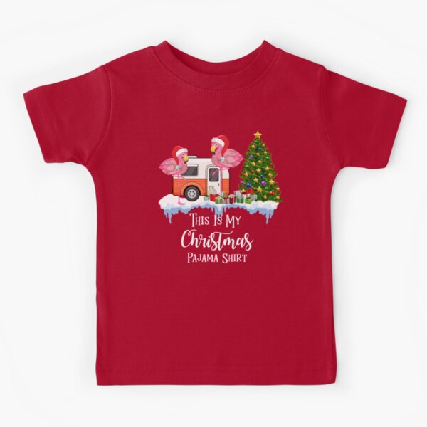 Flamingo Christmas Pajamas Kids T Shirts Redbubble - red flannel boys pjs roblox