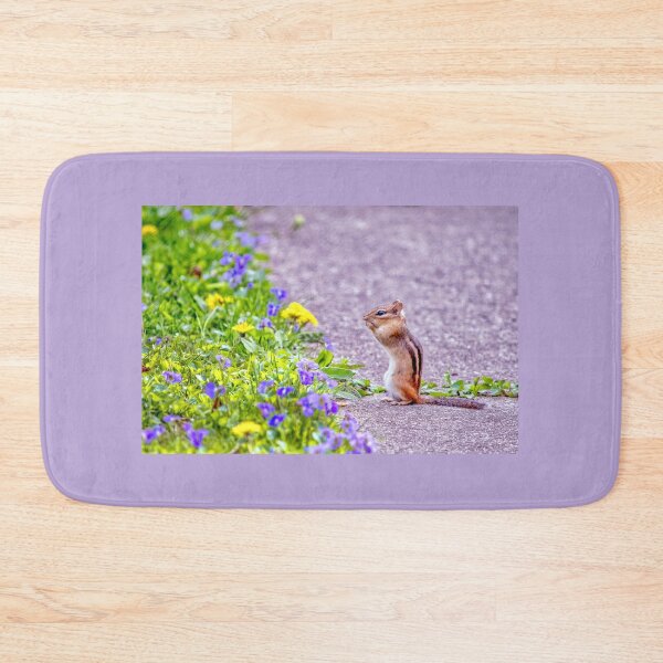 Item preview, Chipmunk gasps in delight at spring flowers designed and sold by Susan Sheldon.