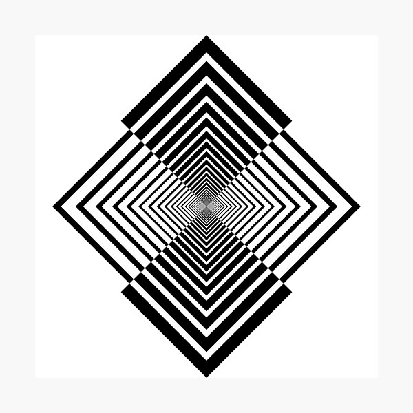 Rhombus, Squares, Op art, short for optical art, is a style of visual art that uses optical illusions Photographic Print