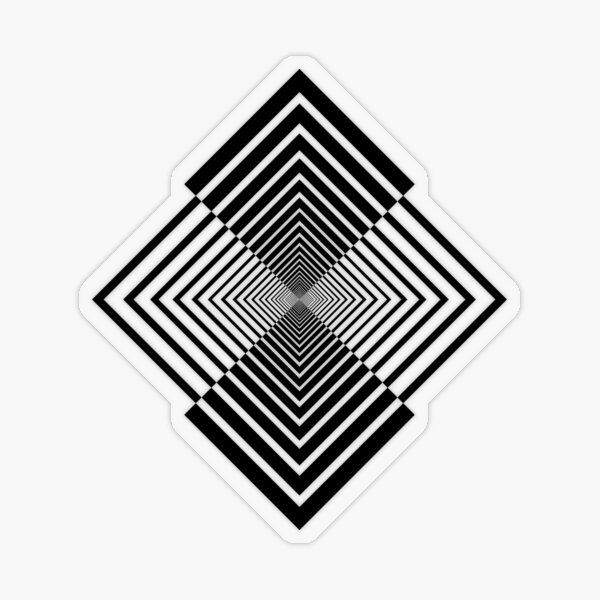 Rhombus, Squares, Op art, short for optical art, is a style of visual art that uses optical illusions Transparent Sticker