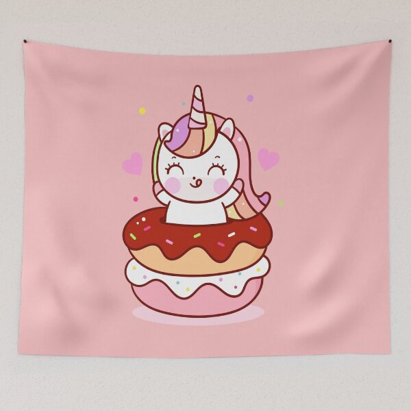 Item preview, Kawaii Cute Colorful Unicorn in the donut  designed and sold by YuliyaR.