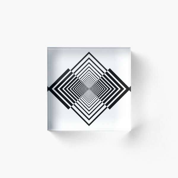 Rhombus, Squares, Op art, short for optical art, is a style of visual art that uses optical illusions Acrylic Block