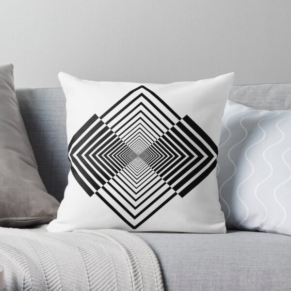 Rhombus, Squares, Op art, short for optical art, is a style of visual art that uses optical illusions Throw Pillow