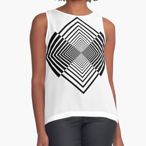 Rhombus, Squares, Op art, short for optical art, is a style of visual art that uses optical illusions Sleeveless Top