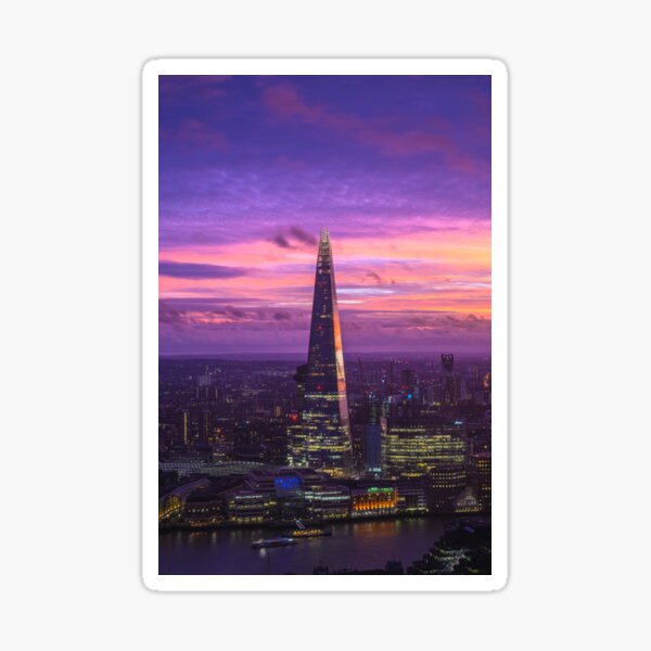 Item preview, Atemberaubender violetter Sonnenuntergang und The Shard, London designed and sold by Chris Dalton Photography.