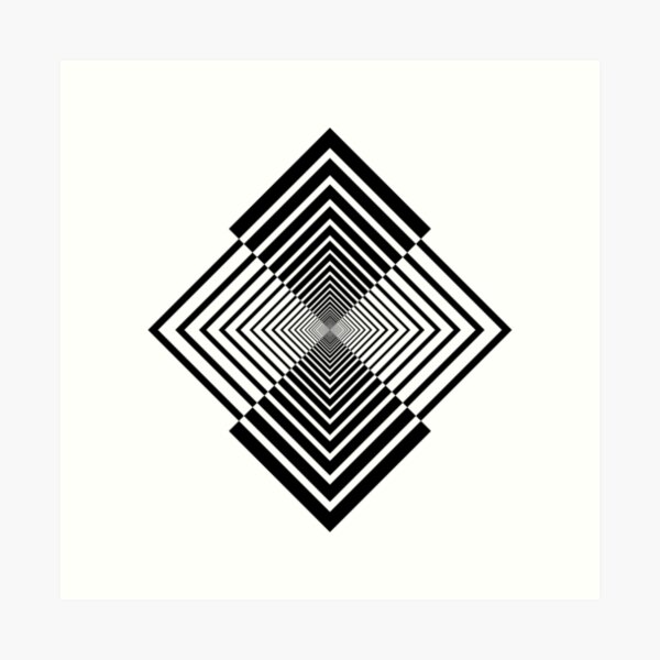 Rhombus, Squares, Op art, short for optical art, is a style of visual art that uses optical illusions Art Print